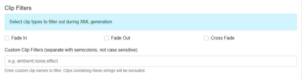 Filter and Settings Configuration